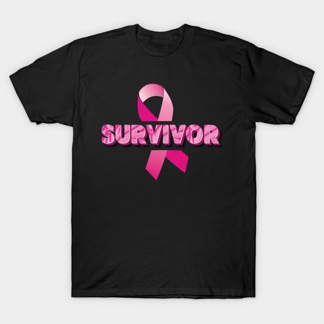 Pink Ribbon for Breast Cancer Awareness - Survivor T-Shirt by sparkling-in-silence